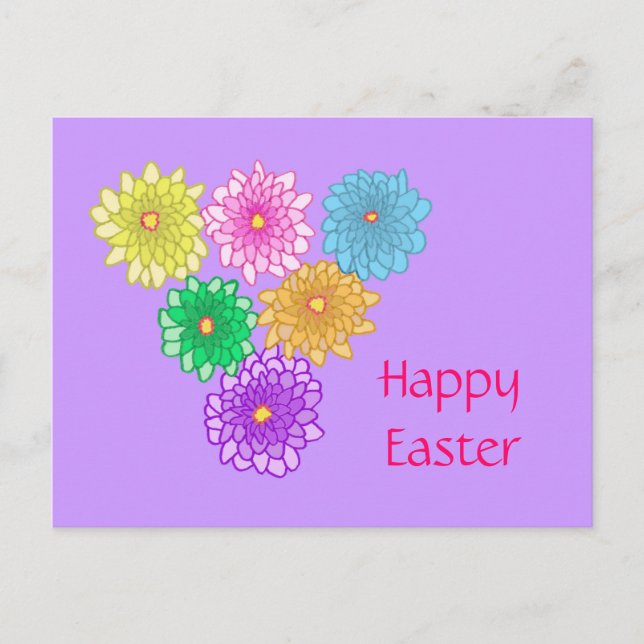 Colorful Mums Happy Easter Postcards (Front)