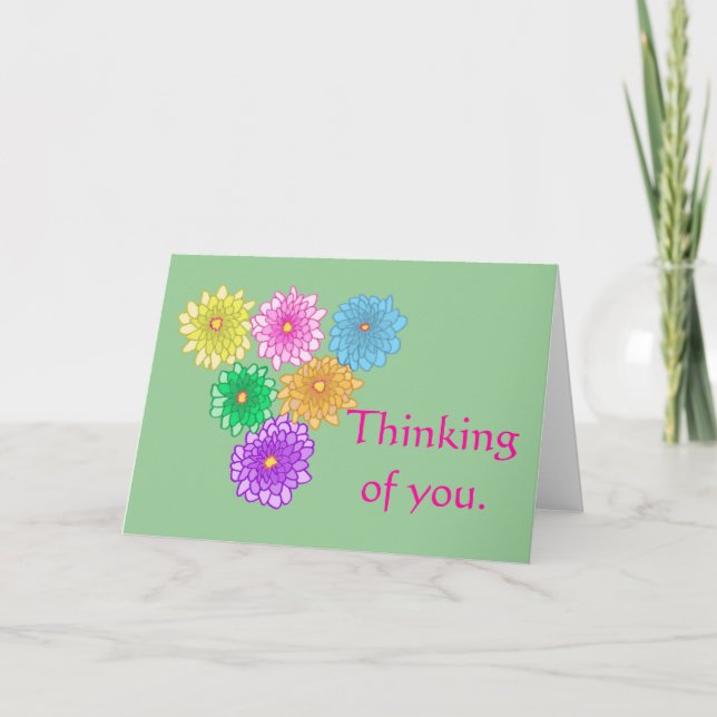 Colorful Mums Thinking of you Cards (Front)