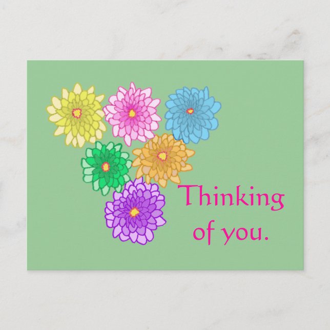 Colorful Mums Thinking of you Postcards (Front)