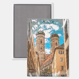 Colorful Munich Germany Frauenkirche Magnet
