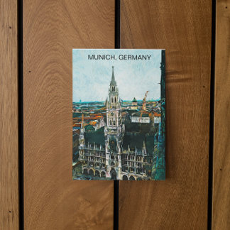Colorful Munich Germany Oil Paint Postcard