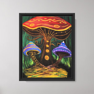 Colorful Mushroom Art Whimsical Cottagecore Forest Canvas Print