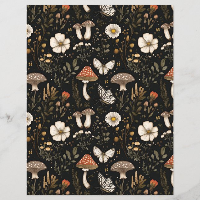 colorful mushroom fall pattern scrapbook paper (Front)