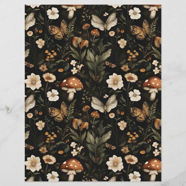 colorful mushroom fall pattern scrapbook paper (Front)