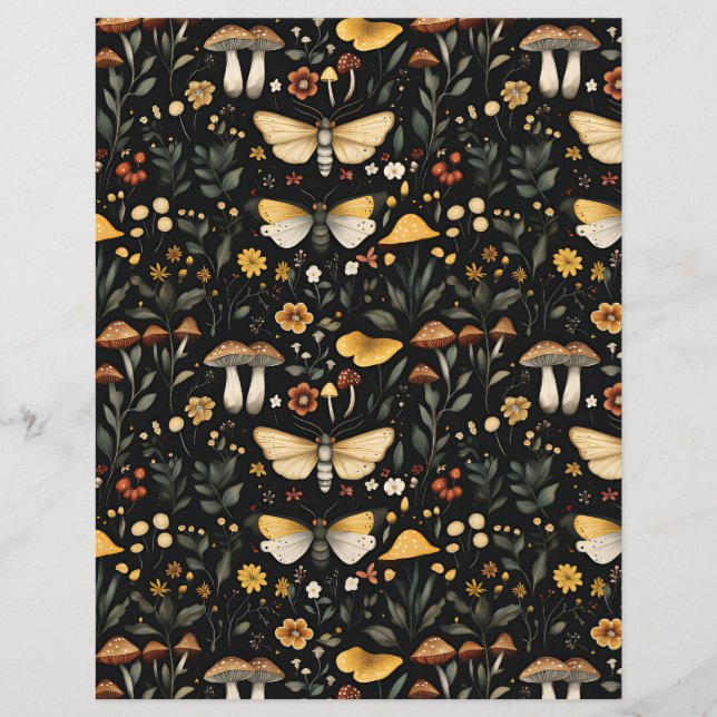 colorful mushroom fall pattern scrapbook paper (Front)