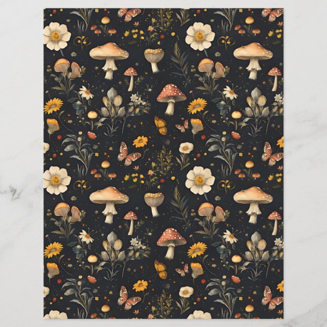 colorful mushroom fall pattern scrapbook paper (Front)