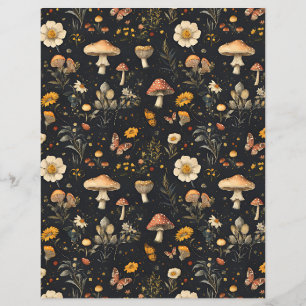 colorful mushroom fall pattern scrapbook paper