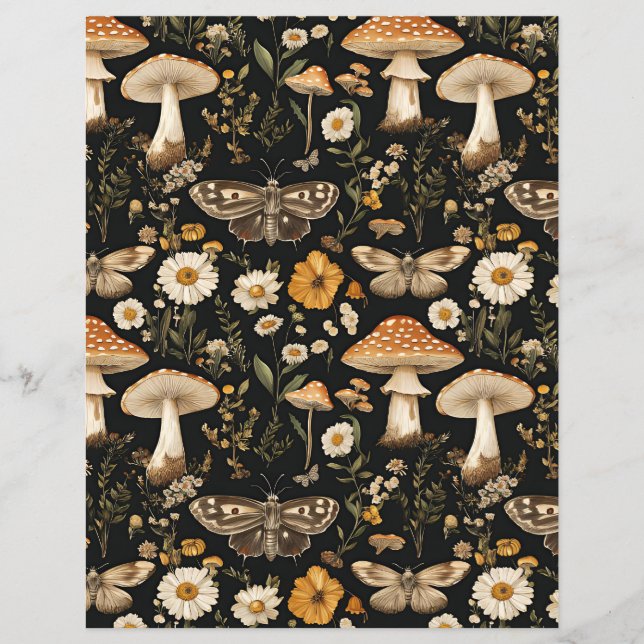 colorful mushroom fall pattern scrapbook paper (Front)