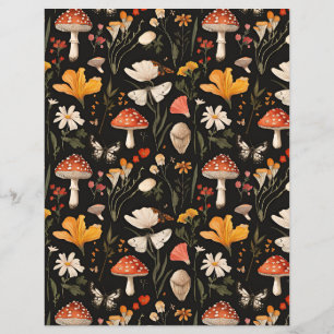 colorful mushroom fall pattern scrapbook paper