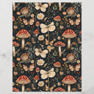 colorful mushroom fall pattern scrapbook paper