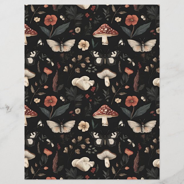 colorful mushroom fall pattern scrapbook paper (Front)