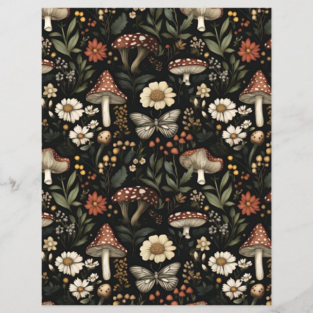 colorful mushroom fall pattern scrapbook paper (Front)