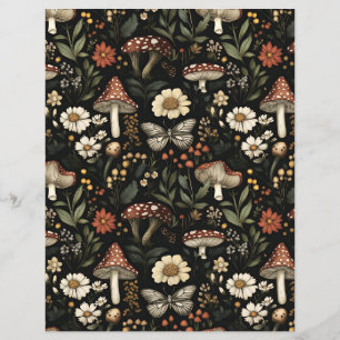 colorful mushroom fall pattern scrapbook paper