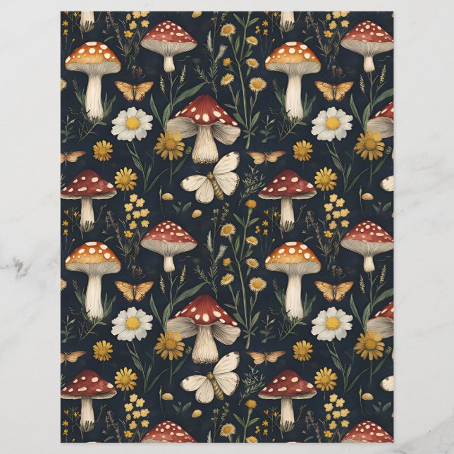 colorful mushroom fall pattern scrapbook paper (Front)