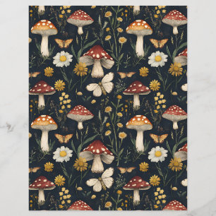 colorful mushroom fall pattern scrapbook paper