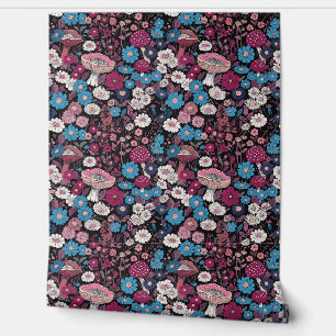 Colorful Mushroom Flower Floral Pattern Wallpaper
