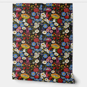 Colorful Mushroom Flower Floral Pattern Wallpaper