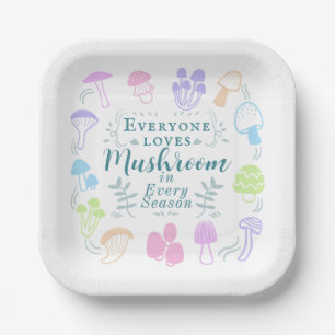 Colorful Mushroom Paper Plates