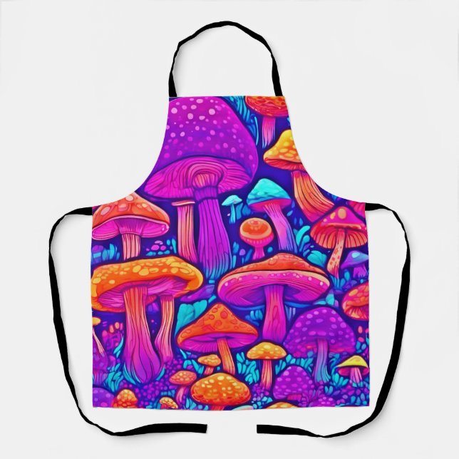 Colorful Mushroom Pattern Apron (Front)
