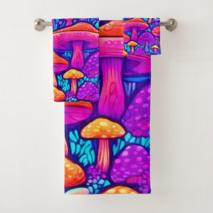 Colorful Mushroom Pattern Bath Towel Set