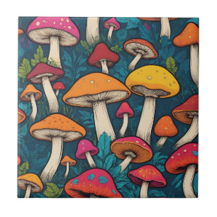 Colorful Mushroom Pattern Ceramic Tile