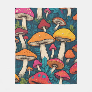 Colorful Mushroom Pattern Fleece Blanket