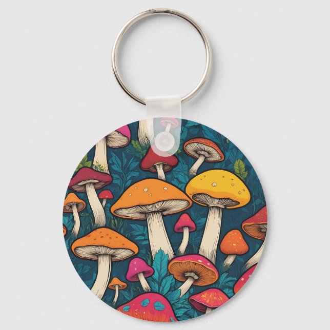 Colorful Mushroom Pattern Keychain (Front)