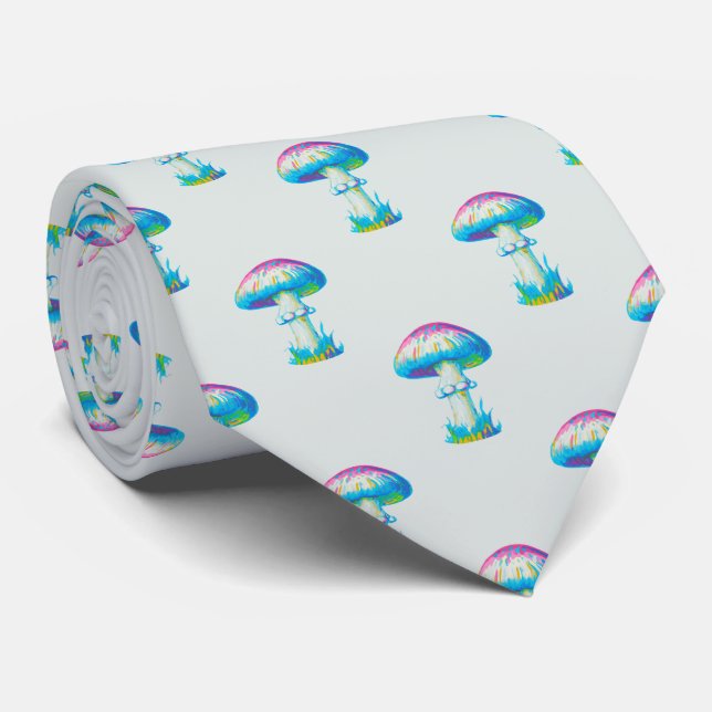 Colorful Mushroom Pattern Neck Tie (Rolled)