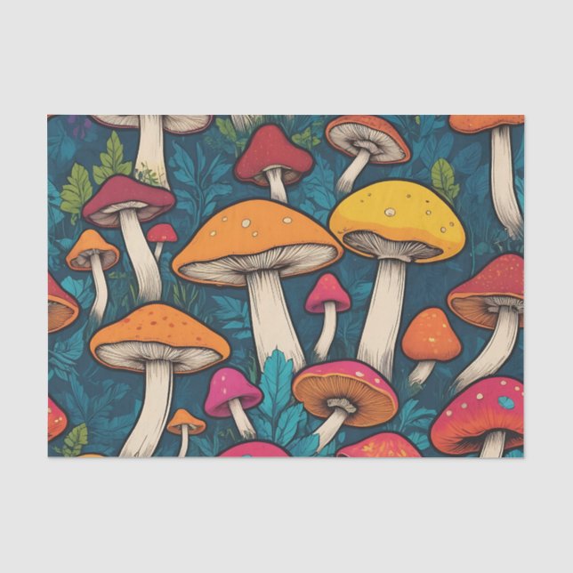 Colorful Mushroom Pattern Tissue Paper (Front)