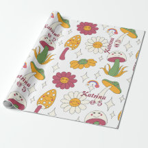 Colorful Mushroom, Rainbow and Daisies Pattern