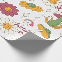Colorful Mushroom, Rainbow and Daisies Pattern