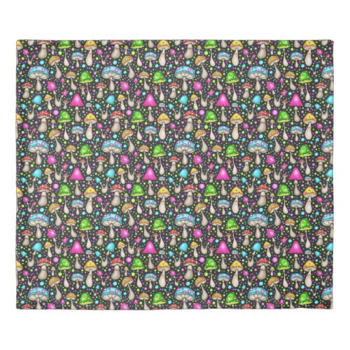 Colorful Mushroom Seamless Pattern Duvet Cover