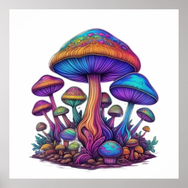 Colorful Mushroom Spectrum Poster (Front)