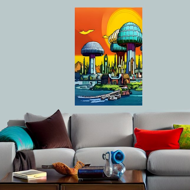 Colorful mushroom town | AI Art  Poster (Creator Uploaded)