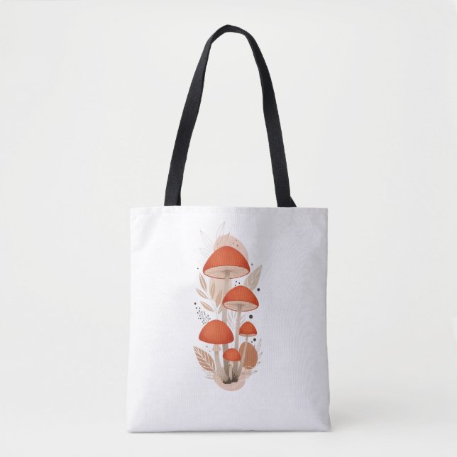 Colorful Mushroom Vibrant Botanical Tote Bag (Front)