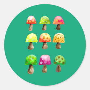 Colorful mushroom well done teacher classic round  sticker
