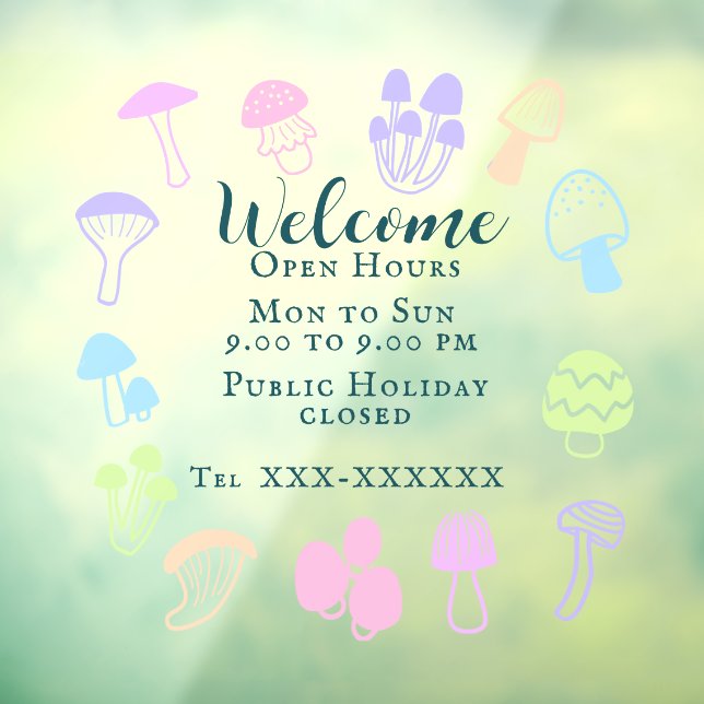 Colorful Mushroom Window Cling (Sheet 3)