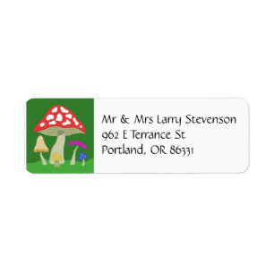 Colorful Mushrooms address label