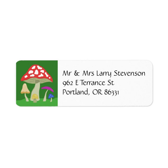 Colorful Mushrooms address label (Front)