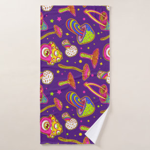 Colorful Mushrooms - Amazing Magic Plants Pattern Bath Towel