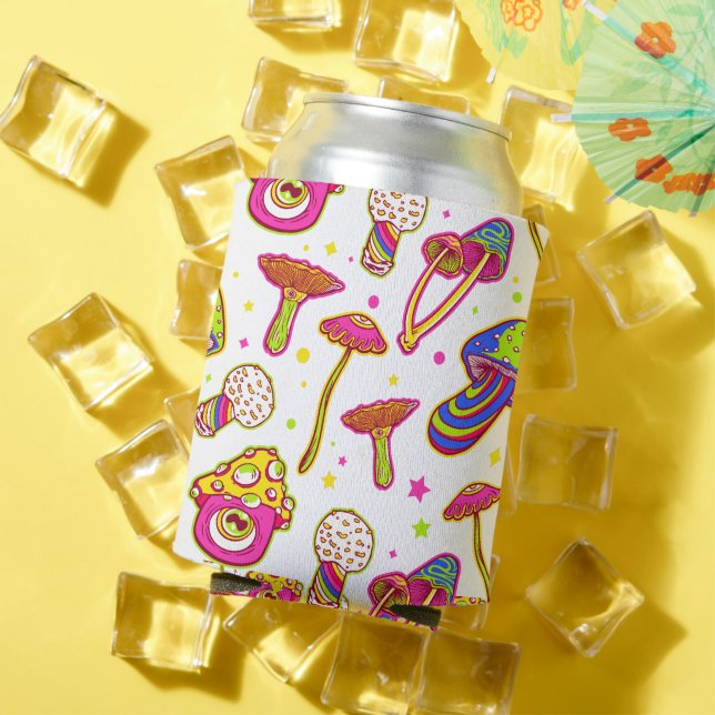 Colorful Mushrooms : Amazing Magic Plants Pattern Can Cooler (In Situ Summer)