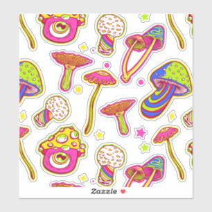Colorful Mushrooms : Amazing Magic Plants Pattern Sticker