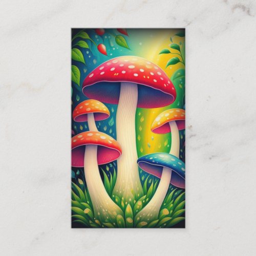 colorful mushrooms business card