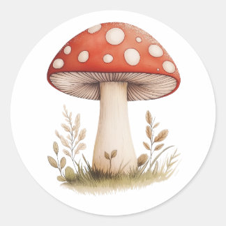 colorful mushrooms classic round sticker