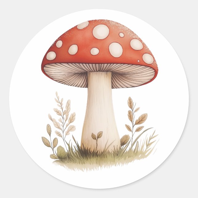 colorful mushrooms classic round sticker (Front)