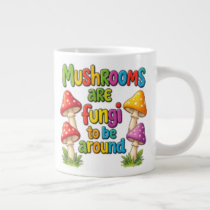 Colorful mushrooms design, bright forest fungi giant coffee mug