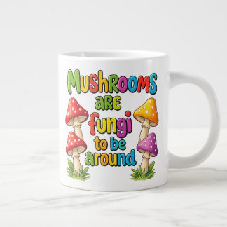 Colorful mushrooms design, bright forest fungi giant coffee mug