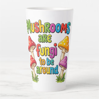 Colorful mushrooms design, bright forest fungi latte mug