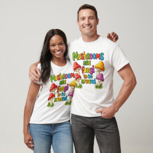 Colorful mushrooms design, bright forest fungi T-Shirt