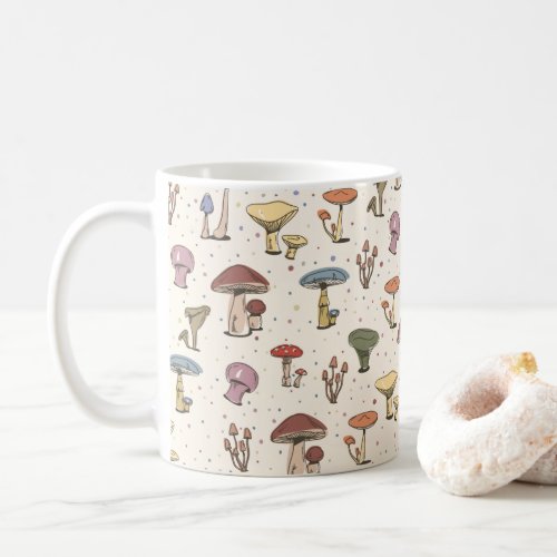 Colorful Mushrooms Doodle Pattern Coffee Mug